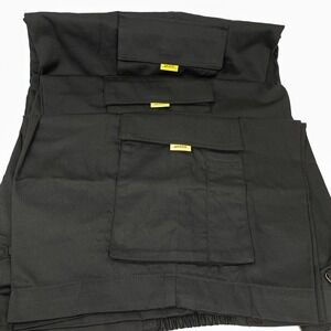 Lot of 3 Aramark DHL Black Cargo Shorts 42R Elastic Waist Utility Workwear